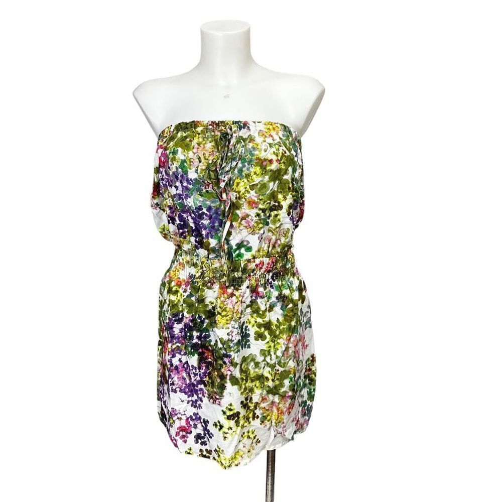 LAVAND Floral‎ Multicolored Tube Top Mini  Dress sz small New